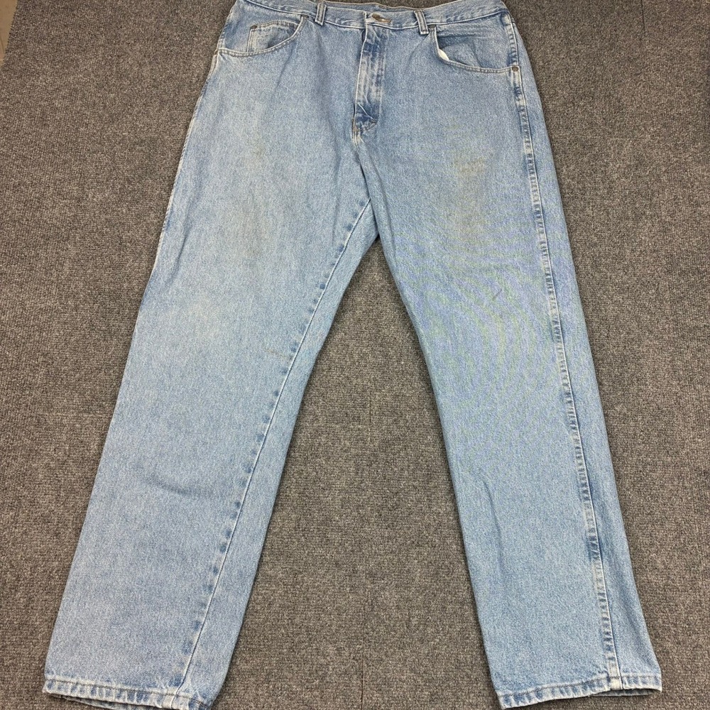 Wrangler‎ Pro Gear Men Light Wash Straight Leg Denim Jeans Size 38x32  Blue